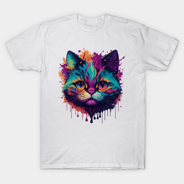 Psychedelic Cat T-Shirt by SleepySoulArt